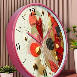 RANDOM White & Orange Printed Analogue Contemporary Wall Clock-11