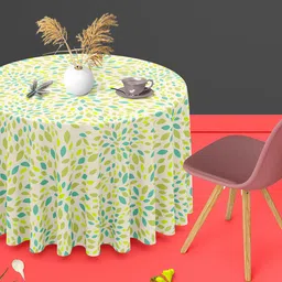 ArtzFolio Green Leaves Print Anti-Slip Round 4-Seater Table Cover-image-14