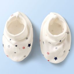 Doodle Poodle Cotton Interlock Knit Mittens & Booties Set with Star Print - White image 3