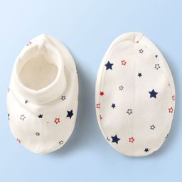 Doodle Poodle Cotton Interlock Knit Mittens & Booties Set with Star Print - White image 4