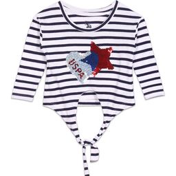 U.S. Polo Assn. Kids Girls Horizontal Striped Sequined Pure Cotton Top-image-42