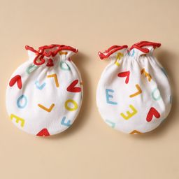 Ben Benny 100% Cotton Interlock Knit Cap Mittens & Booties Set With Text Print White - Diameter 8.5 cm image 5