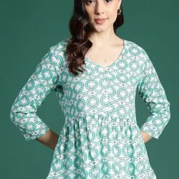 DressBerry Geometric Print A-line Top-picture-21