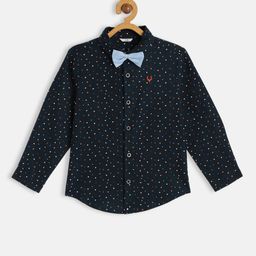 Allen Solly Junior Boys Navy Blue Slim Fit Pure Cotton Printed Casual Shirt-image-9