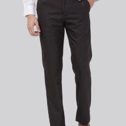 Park Avenue Brown Regular Fit Striped Trousers-image-90