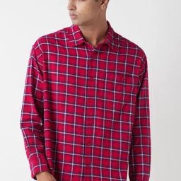 Bewakoof Red Cotton Relaxed Fit Checks Shirt-picture-18