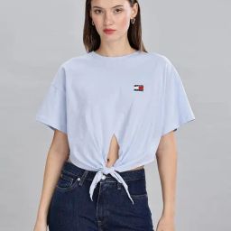 Tommy Hilfiger Blue Cotton Solid T-Shirt-image-51