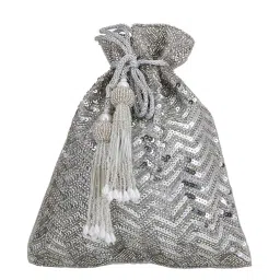 Tarini Nirula Grey Silk Potli image 1