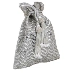 Tarini Nirula Grey Silk Potli image 5