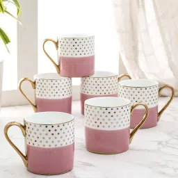 Clay Craft Multicolor Fine Ceramic Coffee Mug Set of 6 - 220 ml image 1