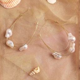 Sohi Gold Plated Pearls Casual Hoop Earrings-31