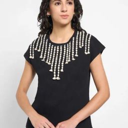 Honey by Pantaloons Jet Black Embroidered Top-27