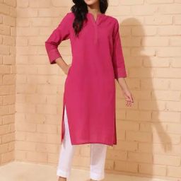 Fabindia Pink Cotton Straight Kurta-picture-18