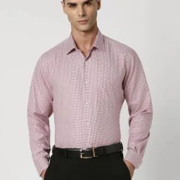 Van Heusen Maroon Cotton Regular Fit Checks Shirt-image-61