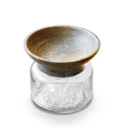 ellementry Twain Transparent Glass Jar with Bowl - Set of 1 image 2