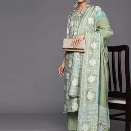Libas Floral Printed Regular Kurta With Trousers & With Dupatta image 1