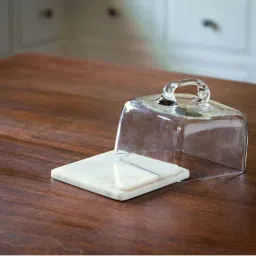 ellementry Transparent Glass Cloche with Square Base - Set of 1 image 3
