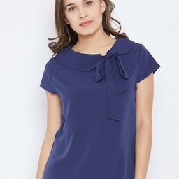 Imfashini Women Blue Solid A-Line Top-image-77