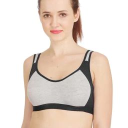 AROUSY Grey & Black Cotton Color-Block Bralette Bra-28