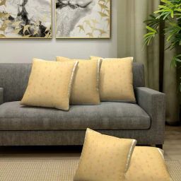 HOSTA HOMES Yellow Cotton Cushion Covers - Set of 5-image-31