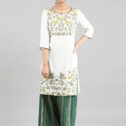 Aurelia White Floral Print Straight Kurta-image-94