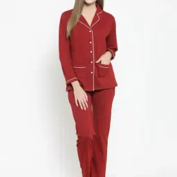 Claura Maroon Shirt With Pyjamas-image-40