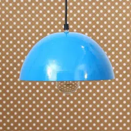 Shining Sky Blue Glossy Finish Pendant Light, 10' Diameter Ceiling Hanging Lamp-26