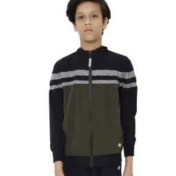 Chimprala Kids Navy & Olive Color Block Jacket-image-8