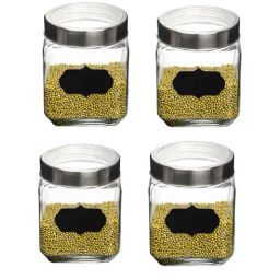 Femora Cuboid Transparent Glass Storage Jars (750 ml) - Set of 4-image-29