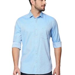 Raymond Sky Blue Regular Fit Shirt-image-5