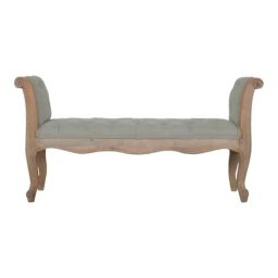 Artisan Furniture Brown Carved French Style Mud Linen Bench-image-12
