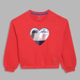 Elle Kids Red Cotton Embellished Full Sleeves Sweatshirt-image-30