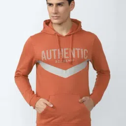 Academy By Van Heusen Orange Slim Fit Printed Hooded Sweatshirts-31