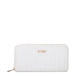 KLEIO White Quilted Zip Around Wallet for Women-15