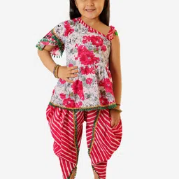 KID1 Girls Pink Floral Printed Pure Cotton Kurti with Salwar-picture-24