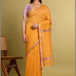 Taneira Yellow Woven Saree With Unstitched Blouse-image-20