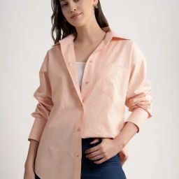 Lounge Dreams Orange Cotton Regular Fit Striped Shirt-image-40