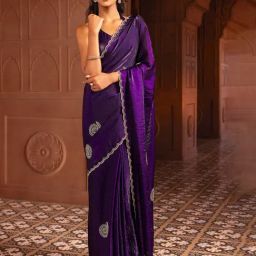 Soch Purple Organza Embellished Saree With Stitched Blouse-image-59