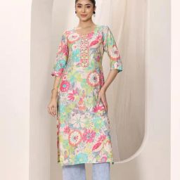 Libas Multicolored Floral Printed Straight Kurta-image-11