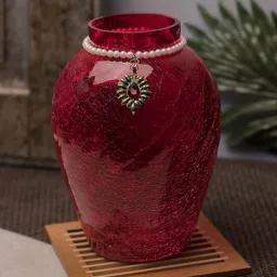 Homesake Red Crackled Flower Pot with Brooch-image-19