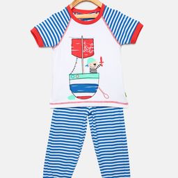 mackly Boys White & Blue Printed Night suit-image-84