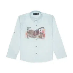 Cavio Kids Sky Blue Printed Full Sleeves Shirt-image-13