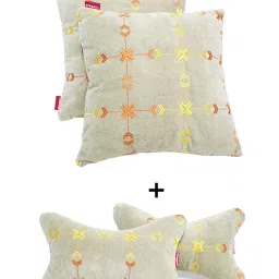Elegant Beige Comfy Pillow And Neck Rest Square CU10 Set of 4-image-82