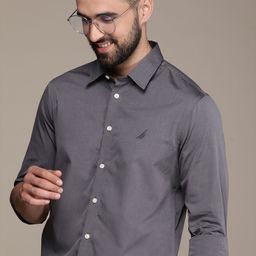 Nautica Pure Cotton Slim Fit Opaque Wrinkle Resistant Casual Shirt-picture-36