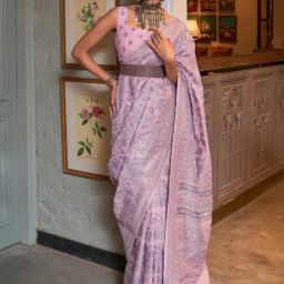 Odette Purple Woven Saree With Unstitched Blouse-23