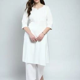 Monte Carlo White Regular Fit Embroidered Kurtas-image-47