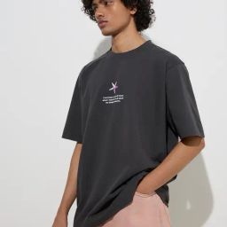 Nuon by Westside Charcoal Printed Relaxed-Fit Cotton T-Shirt-11