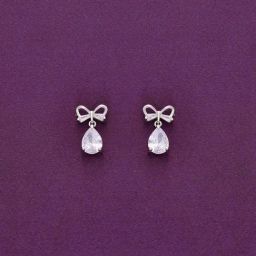 Kai Jewel Sterling Silver Zircon Studded Bow TearDrop Drop Earrings for Women-image-47