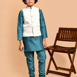 PRINTINDIA Boys Band Collar Straight Kurta with Trouser & Nehru Jacket-picture-29