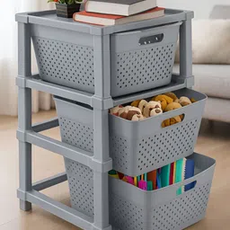 JD FRESH Stylo Grey 3 Tier Drawer Organiser-picture-23